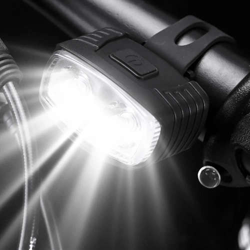 USB-LED-Fahrradlicht-Set – Vorne Weiß + Hinten Rot | Leistungsstarke Fahrradbeleuchtung| mit Batterie | BK-L8005