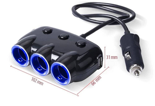 Zigarettenanzünder-Steckdosenverteiler mit dedizierten Schaltern | 2 USB-Anschlüsse 3.1A | C09