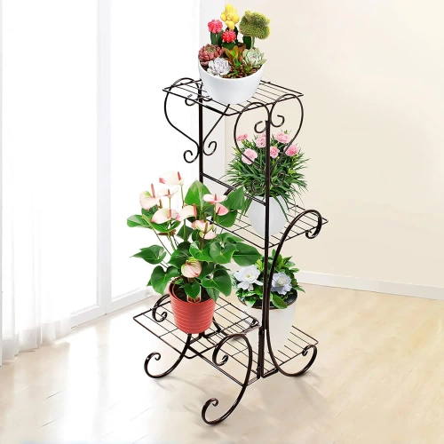 Blumenständer aus Metall | Blumenregal | Schwarz | MF-S05-BLACK