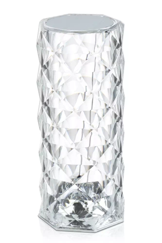 LED-Tischleuchte Kristalloptik | Rosenmuster, 3 Lichtfarben, Touchpanel, USB-C-Kabel, 2.000 mAh Akku | RPL-C03-W