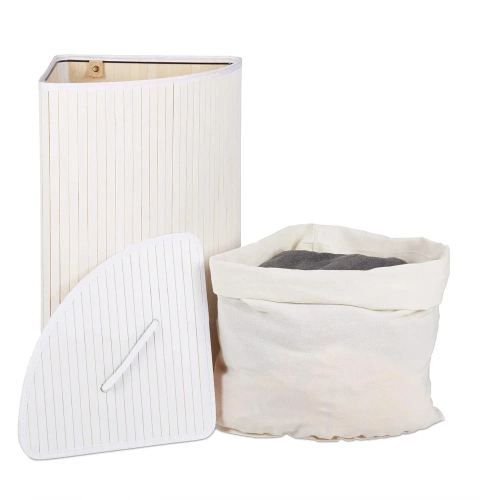 Wäschekorb | 60 l | bambus, holz, einteilig, eckig | weiß | AYL-60L-WHITE