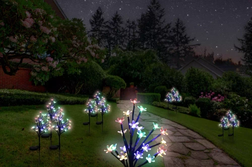 Solarblume | Solar-LED-Gartenlaterne Baum mit Blumen | 70 cm, 600 mAh | FLD-07-C