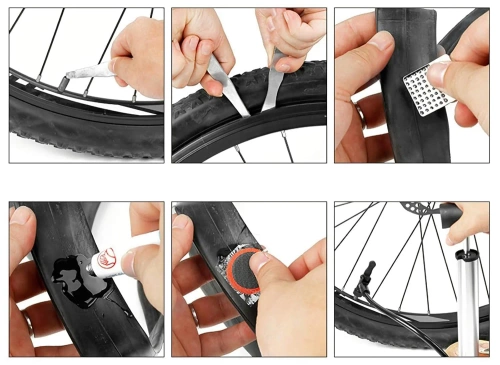Fahrrad-Multitool 16-in-1 | Reparaturset mit Zubehör für Schlauch- und Reifenreparatur | XBGJ-Multi