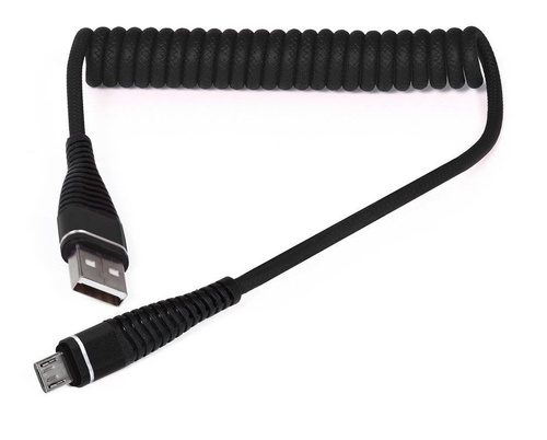 Micro USB 1M | Spiralkabel USB zum Aufladen des Telefons | Quick Charge 3.0 2.4A | AM32