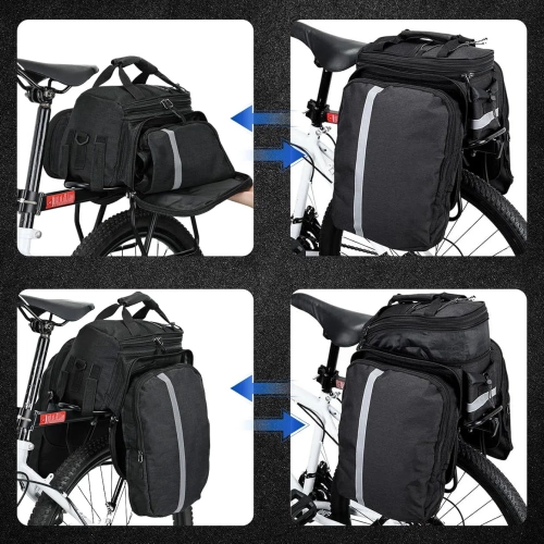 Fahrradtasche für Gepäckträger | 27 l | wasserdicht, mit Regenschutz und Reflektoren, 3-in-1 | ZTB-670