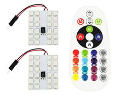 RGB-LED-Panel-Kit | 2 LED-Panels 24 SMD 5050 RGB | Farbfernbedienung | C5W- und W5W-Adapter