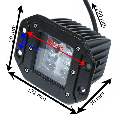 WL-NEW-18W | Rechteckige Arbeitsleuchte zur Montage in einer Öffnung | Light Bar | WL1018W-B