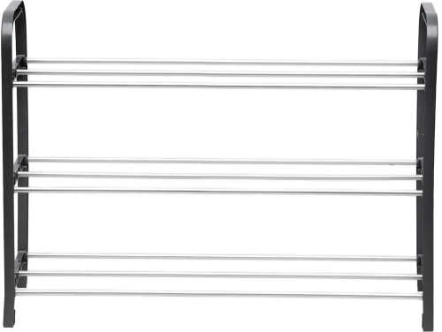 Schuhregal | 3-stöckiger Schuh-Organizer | schwarz | MLS-646-BLACK