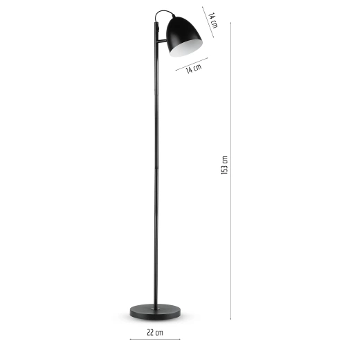 Metall Stehlampe | Modernes, stilvolles Beleuchtung für Wohnzimmer, Schlafzimmer | Schwarze Stehlampe mit Metallgestell | DYT-L145-BLACK