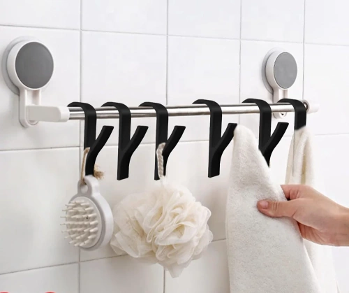 Handtuchhaken für Bad | Halterung zur Befestigung am Heizkörper | Haken-Set | schwarz | PG-Y03-BLACK