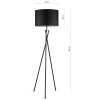 Schwarze Stehlampe | Modernes, stilvolles Licht für Wohnzimmer, Schlafzimmer | Schwarze Stehlampe mit Metallgestell | HM113-BLACK