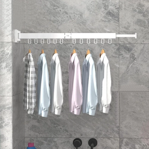 Kleiderständer klappbar | Wandmontage, ausziehbar, mit Haken | weiß | LYJ-D60-WHITE