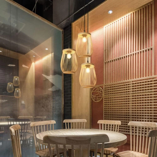 Pendelleuchte aus handgefertigtem Bambus | BOHO-Stil | Chinesischer Kronleuchter