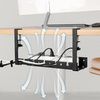 Verstellbarer Kabel-Organizer für Schreibtischunterbau 29-53 cm | Korb, Führung, Halterung | Schwarz | CWT-O3