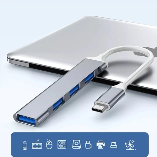 USB-Hub | USB-C auf 4x USB-A Adapter, 4-in-1 Verteiler | Hub