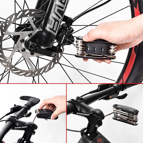 Multifunktionales Reparaturset | Fahrrad-Service-Werkzeuge in einer praktischen Tasche | Set mit Schlüsseln und Flicken für die Fahrradreparatur | ZUHE-AIO
