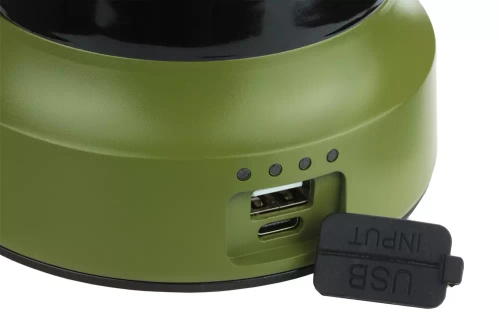 LED Campinglaterne im Retro-Stil mit Powerbank-Funktion | Stufenlose Helligkeits- und Farbregelung | 3000mAh, 20-260lm, 5-120h, IPX6 | Grün | MY-880