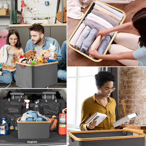 Wäschekorb | faltbar, Stoff, geeignet als Spielzeugbox oder Zubehör-Organizer | grau | OCF-260-GREY