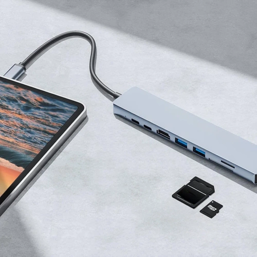 USB-C Hub mit 2x USB-A + 2x USB-C + SD + TF + HDMI + LAN | Adapter, Typ C 8-in-1 Splitter | HUB