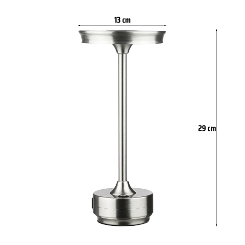 Tischlampe mit eingebautem Akku | Nachtlicht mit drei Leuchtfarben | Stimmungsvolle Lampe für Hotel, Restaurant | HJA30-SILVER