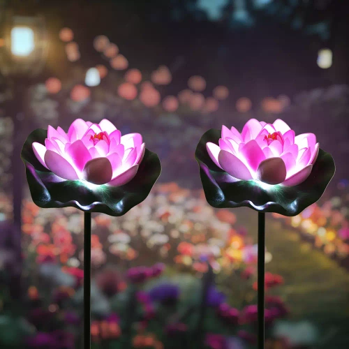 Sonnenblume Solar | Solar-LED-Gartenlampe Wasserlilie, Lotus | 70 cm, 600 mAh | FLD-39-PINK