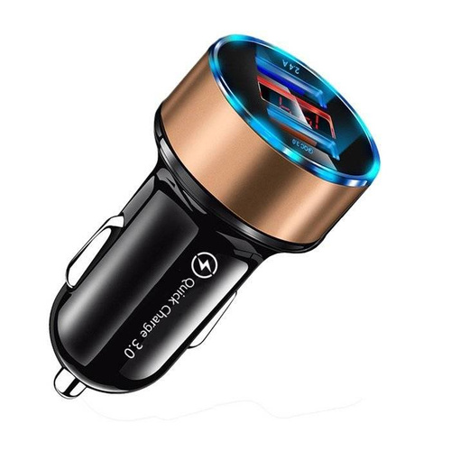 Schnellladegerät fürs Auto 2x USB mit LED-Display | Quick Charge 3.0 | Spannungsmesser | CA-003