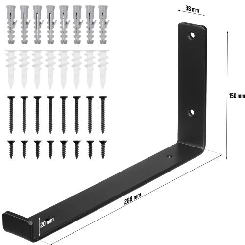 Regalträger Set | 4 Stück | Regalwinkel 30 cm | schwarz | JZ-U286-BLACK