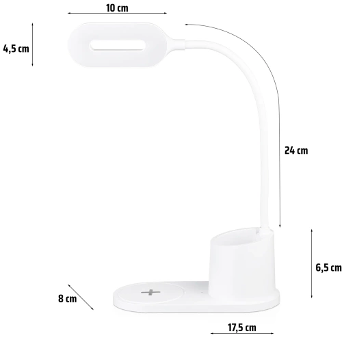 LED-Schreibtischleuchte mit Induktionsladegerät | weiß | WD-T03-WHITE