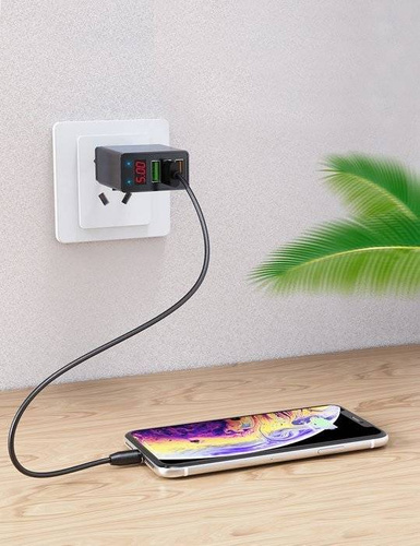 Schnellladegerät 3x USB mit LED-Display | Schnellladung Quick Charge 3.0 | CA-006