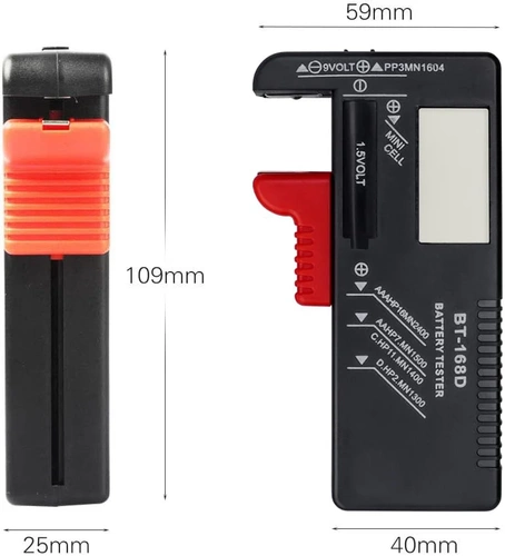 Digitales Voltmeter | Universeller Batterie- und Akkutester | schwarz | BT-168D-BLACK