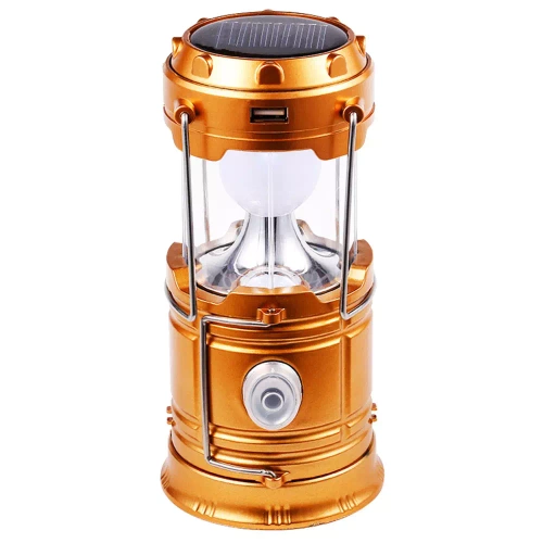 Solar Camping LED-Laterne, Reiselampe mit Powerbank-Funktion | Gold | HWL-001-EU