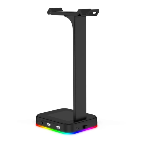 Kopfhörerständer | Haken, Ständer, Halterung für Kopfhörer | RGB-Beleuchtung | HS-D9-SCHWARZ