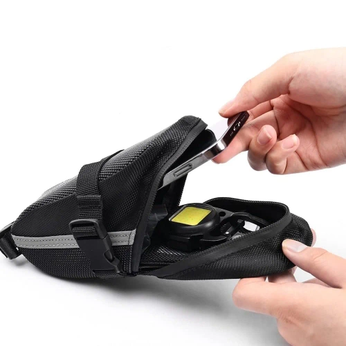 Wasserdichte Fahrradtasche aus strapazierfähigem 600D-Material | Leichte, aerodynamische Satteltasche mit Reflektoren | 600DCWBW-208