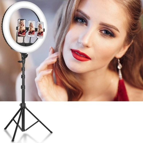 Ringlicht-Set | 45 cm mit Stativ 210 cm | professionelle Beleuchtung für Streaming oder Make-up