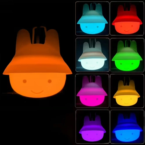 Silikon LED Nachtlicht Hase | Tragbare Kinderlampe 9 Lichtfarben | JL-502