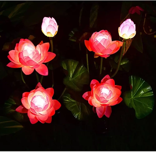 Solarblume | Solar-LED-Gartenlaterne Lotus, Seerose | 72 cm, 600 mAh | FLD-25-PINK