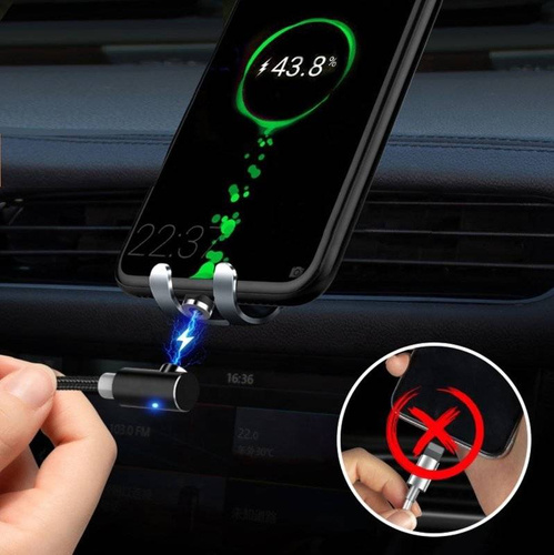 Magnetisches Ladekabel 3-in-1 | 1 m | Winkelstecker | 3 Adapter – Micro-USB, USB Typ-C, Lightning | Quick Charge 3.0 | AM51