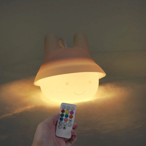 Silikon LED Nachtlicht Hase | Tragbare Kinderlampe 9 Lichtfarben | JL-502