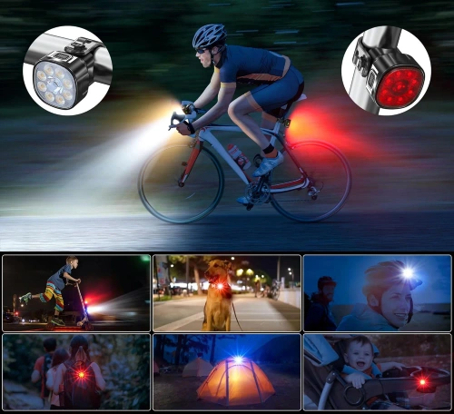 LED-Fahrradbeleuchtungsset | USB-C, IP65, vorne + hinten, 15 Leuchtmodi | 05BR0013
