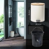 Badezimmer Mülleimer | rund, Bambusdeckel, Pedal | 5 Liter, weiß