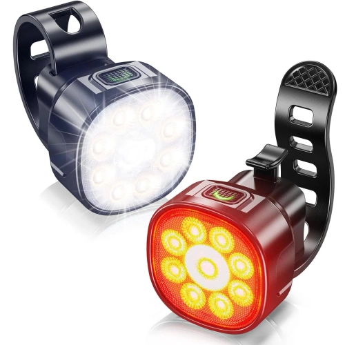 LED-Fahrradbeleuchtungsset | USB-C, IP65, vorne + hinten, 15 Leuchtmodi | 05BR0013