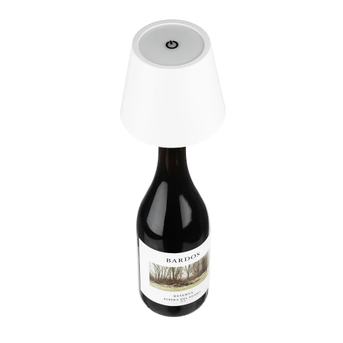 LED-Tischleuchte mit integriertem Akku | zum Aufsetzen auf Flaschen | weiß | HJA46-WHITE
