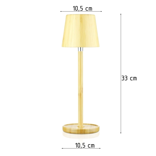 LED-Tischleuchte aus Bambus mit Touch-Farbsteuerung | kabellose Nachttischleuchte mit integriertem 1.500 mAh Akku, USB-C | YG-VM41C