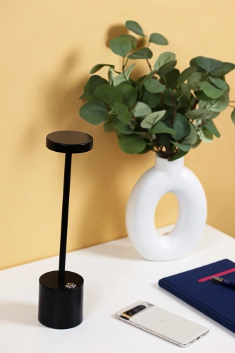 LED-Tischleuchte mit integriertem Akku | 34 cm | drei Lichtfarben | stimmungsvolle Nachttischleuchte für Hotel, Restaurant | schwarz | HJA28-BLACK-2