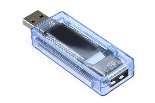 Digitales USB-Voltmeter | Spannungs- und Strommessgerät, Batteriekapazitäts-Tester, multifunktionales Prüfgerät | blau | KWS-V20-BLUE