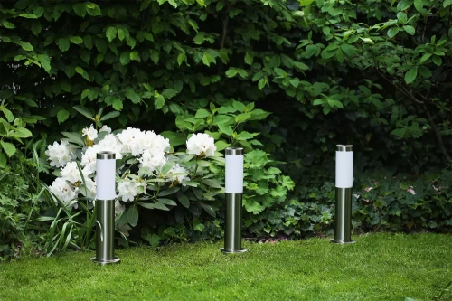 Gartenleuchte Stehleuchte, runder Poller für E27 Leuchtmittel | 45 cm, 230 V, Edelstahl | LLR-45CM