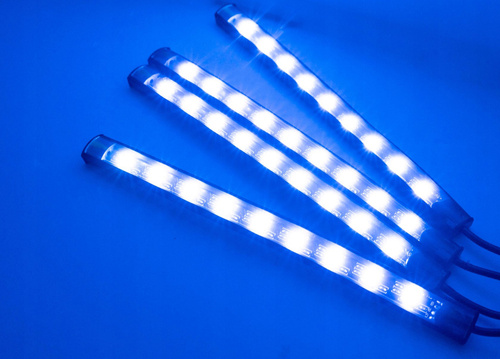 RGB-LED-Autoinnenbeleuchtung über USB | Bluetooth-Verbindung mit der Anwendung auf dem Telefon | 4x LED-Streifen 9 Dioden 5050 15cm | IR-Fernbedienung | Musikmodi