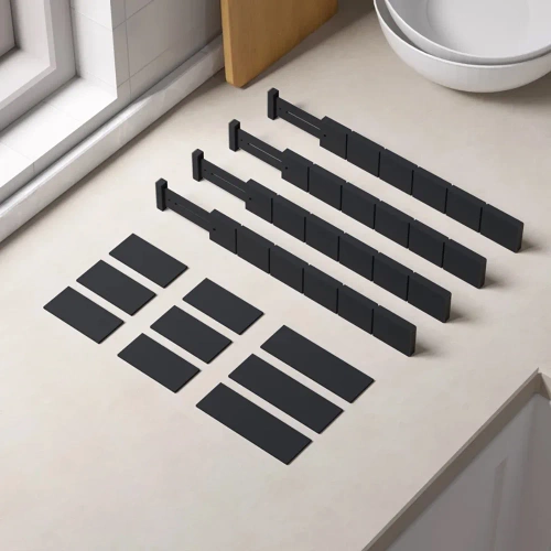 Möbel-Organizer für Schubladen | Verstellbare Trennwände mit 9 Einsätzen aus Bambus | KBT-B615