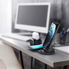 Qi-Dockingstation für Apple iPhone Airpods Watch | kabelloses Ladegerät 15W | 3 Stecker - USB-C / Lightning / Micro USB | WD-01