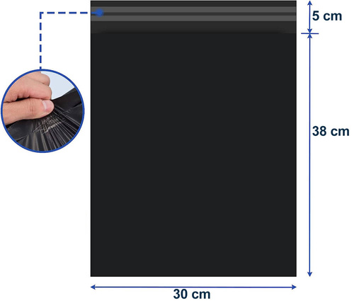 50 Stück | 50 Stück | Robuster Polybeutel 4XL | 450x550 | schwarzer, verstärkter Folienumschlag 